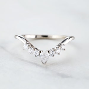 AAA Cubic Zirconia Pierścionek zaręczynowy Enhancer Guard Curved Wedding Band Pierścionki do układania w stosy Różowe złoto Białe złoto Obietnica Pierścionek rocznicowy Prezent dla niej