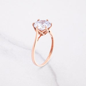 Moissanite Engagement Ring for Women 14k Rose Gold Sterling Silver 2.70CT Solitaire Moissanite Diamond Basket 6 Prong Setting Promise Bridal