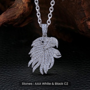 Iced Out Eagle Pendant Necklace Bling Hip Hop Jewelry AAA CZ Diamonds Icy Hawk Bird Eagle Head 925 Sterling Silver Unisex Biker Rapper Gift