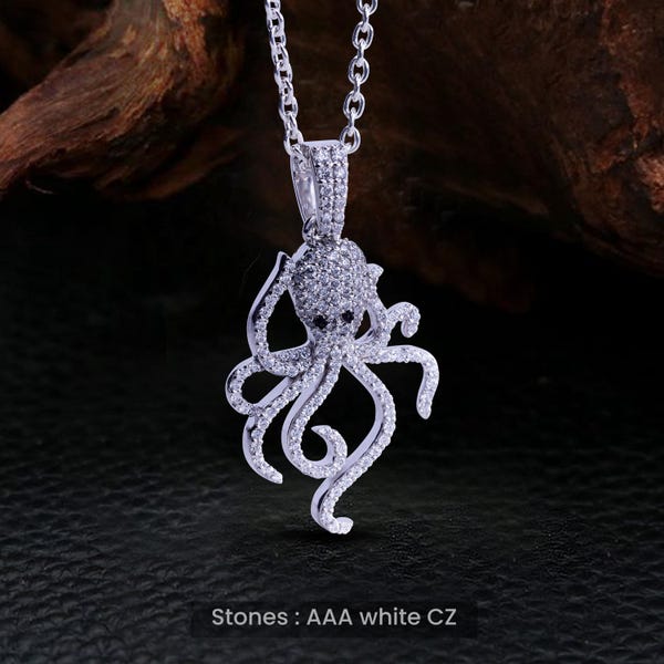 Sterling Silver 925 Octopus Pendant Sea Life Charm Seychelles