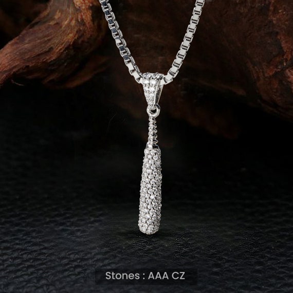 925 Sterling Silver Iced Out Baseball Bat Pendant Necklace CZ Diamond Icy Baseball Necklace Baseball Fan Gift Sports Athlete Charm Jewelry Etsy