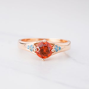 Orange Sapphire Engagement Ring Women 14k Rose Gold 925 Sterling Silver Aqua CZ Gemstone Wedding Statement Promise Rings Cocktail Jewelry