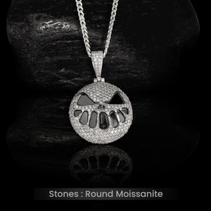 Moissanite Iced Out Pumpkin Jack Pendant Necklace 925 Sterling Silver Gothic Spooky Halloween Jewelry Trick or Treat Party Charm Hip Hop