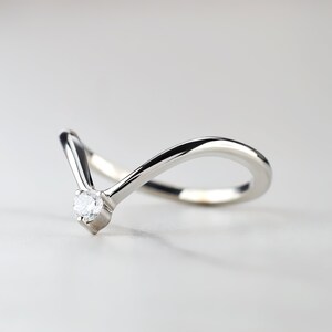 Sterling Silver Curved Wedding Band - Pave Diamond Accent Ring Enhancer