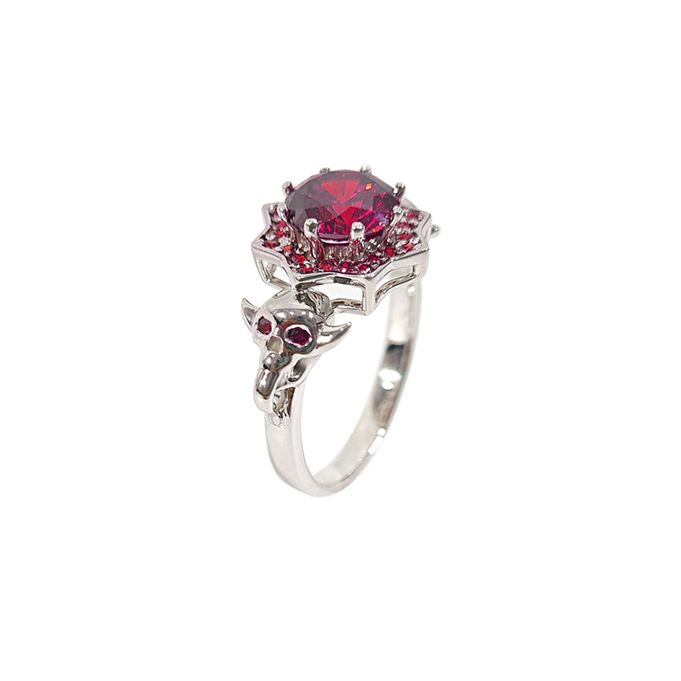 1.50 Ct Ruby and Diamond 14k Yellow Gold Cluster Engagement Ring Over 925 Siver