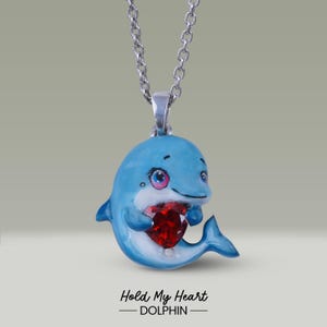 Dolphin Necklace for Kids Girls 3D Enamel Dolphin Pendant Charm 18&quot; Chain 925 Sterling Silver Ocean Beach Tropical Jewelry Kawaii Gift Her