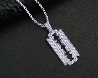日本未入荷☆KING ICE☆The Double-Edge Razor Blade Necklace Double-Edge Razor Blade Necklace | Barber Shop Jewelry