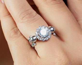 Diamond Skull Ring For Women, Skull Engagement Rings, Gothic Rings, Skull Ring Sterling Silver, Gothic Wedding Ring, Skull Jewelry, Handmade
