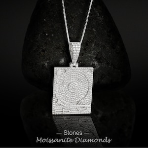Iced Out Hip Hop Pendant Necklace for Men Moissanite Diamond Icy Phonograph Pendant Sterling Silver DJ Rapper Hip Hop Jewelry Gift for Him