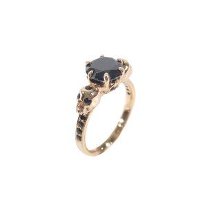 Black Onyx Skull Ring Women Gothic Skull Engagement Ring Witchy Gothic Rings Rose Gold Finish 925 Sterling Silver Handmade Halloween Jewelry