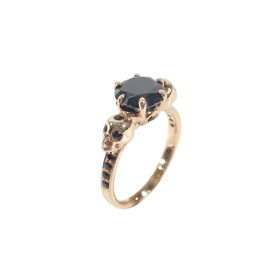 Rose Gold Skull Engagement Ring Gold Skull Ring for Women 2.10