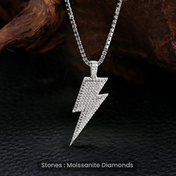 アクセサリー Vainon Bolt Necklace Lightning Bolt Necklace, Flash Necklace, VVS Moissanite Diamond
