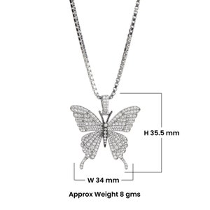 Butterfly Necklace, 925 Sterling Silver AAA CZ Diamond Iced Out Butterfly Pendant Necklace, Hip Hop Jewelry, Nature Lover Gift Two Tone Handmade Free Shipping