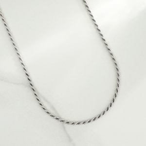 925 Sterling Silver Rope Chain Necklace for Men, 2 mm 3 mm Width, 20 Inches Length, Chain for Pendants Charms Twisted Layered Jewelry Unisex