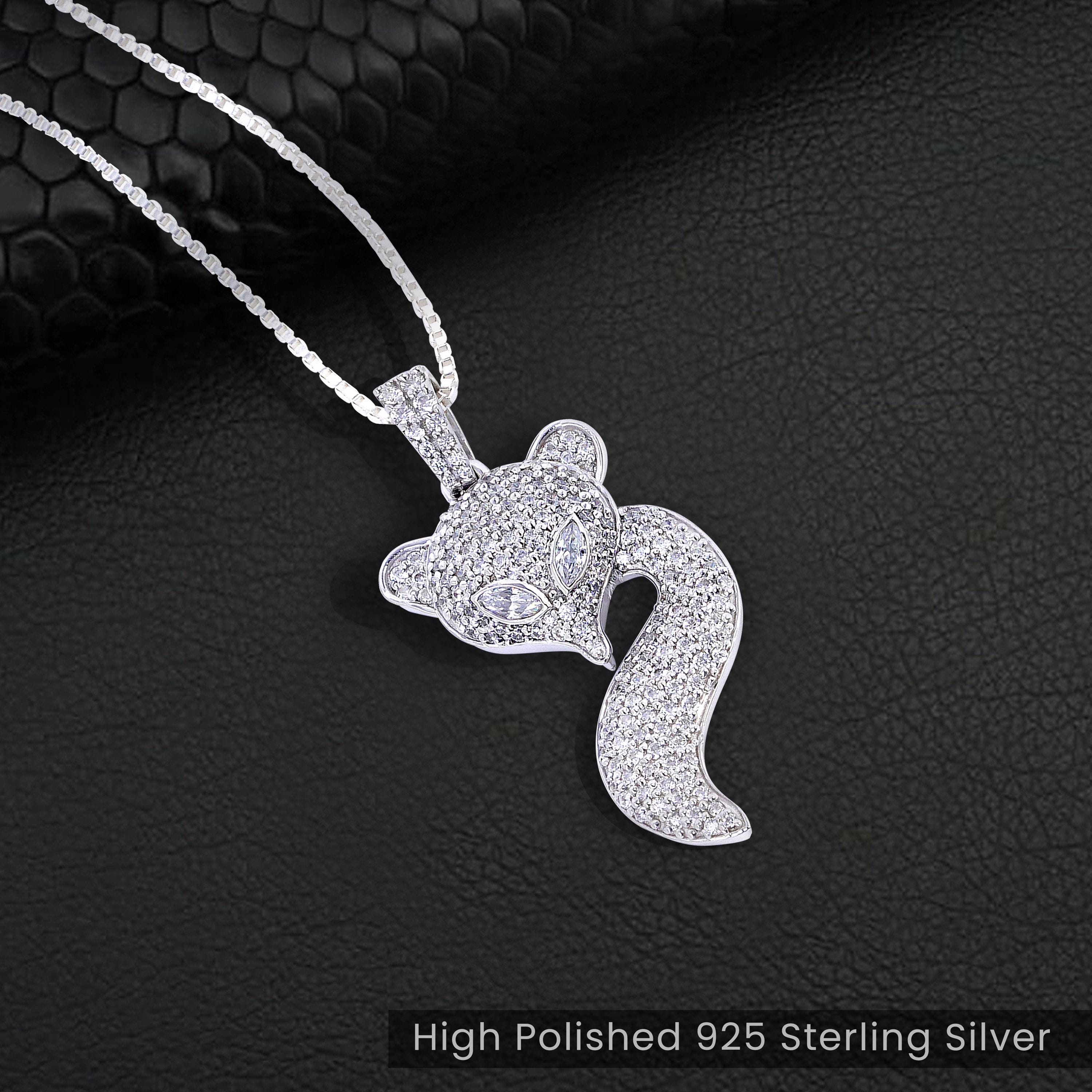 Iced Out Fox Pendant Necklace - Sterling Silver Moissanite Vixen