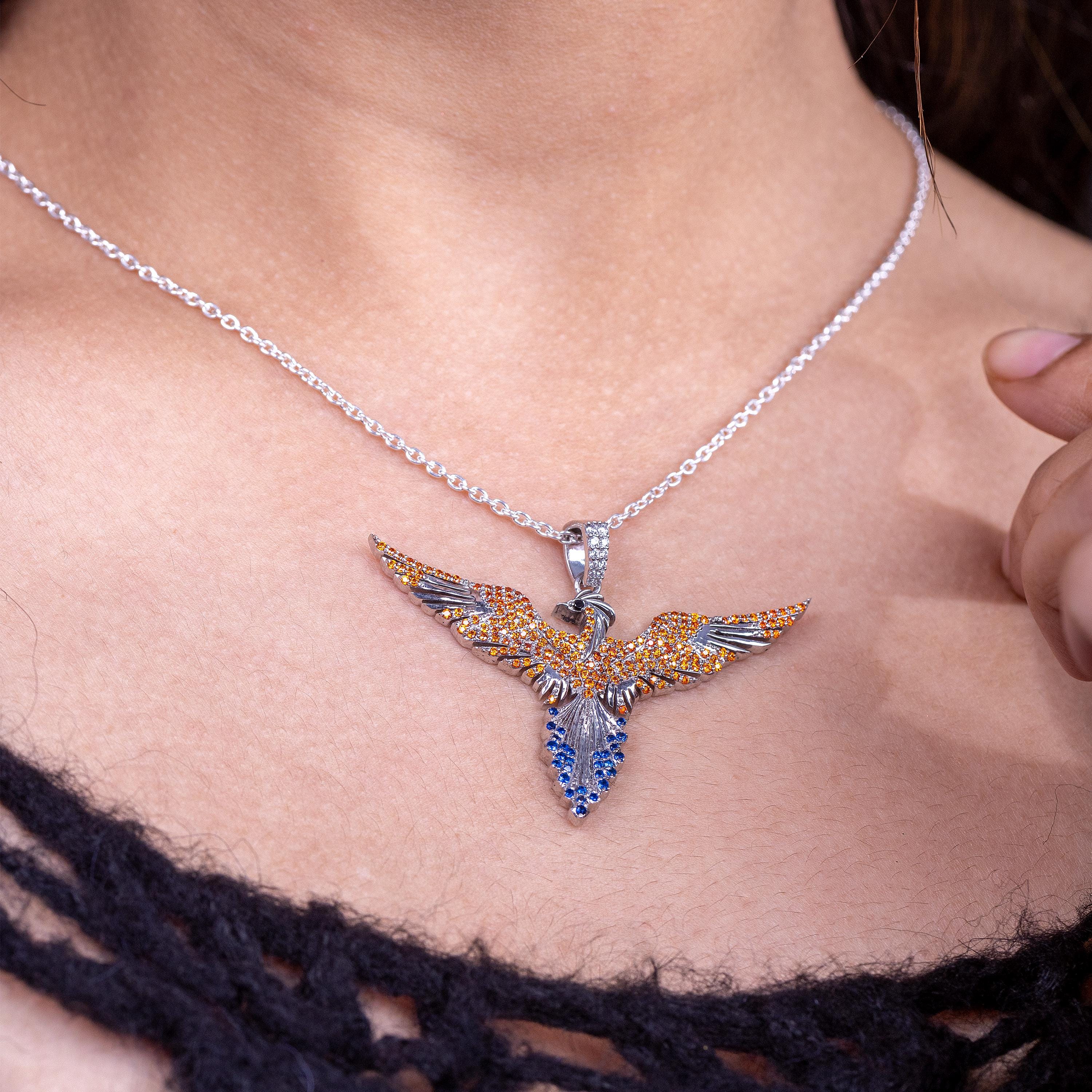 Phoenix Necklace for Girls Women, 925 Sterling Silver Rising Bird