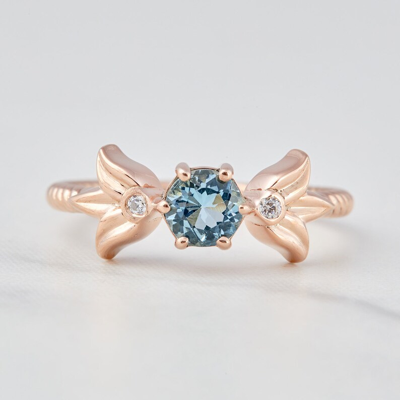 thumbnail image 2 of Sterling Silver Aquamarine CZ Crystal Ring – March Birthstone, Twisted Rope Design, Sizes I-U 2 of 4