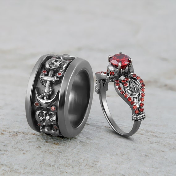 Skull wedding band sets store