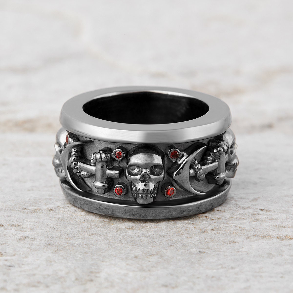 Skull wedding band sets deals