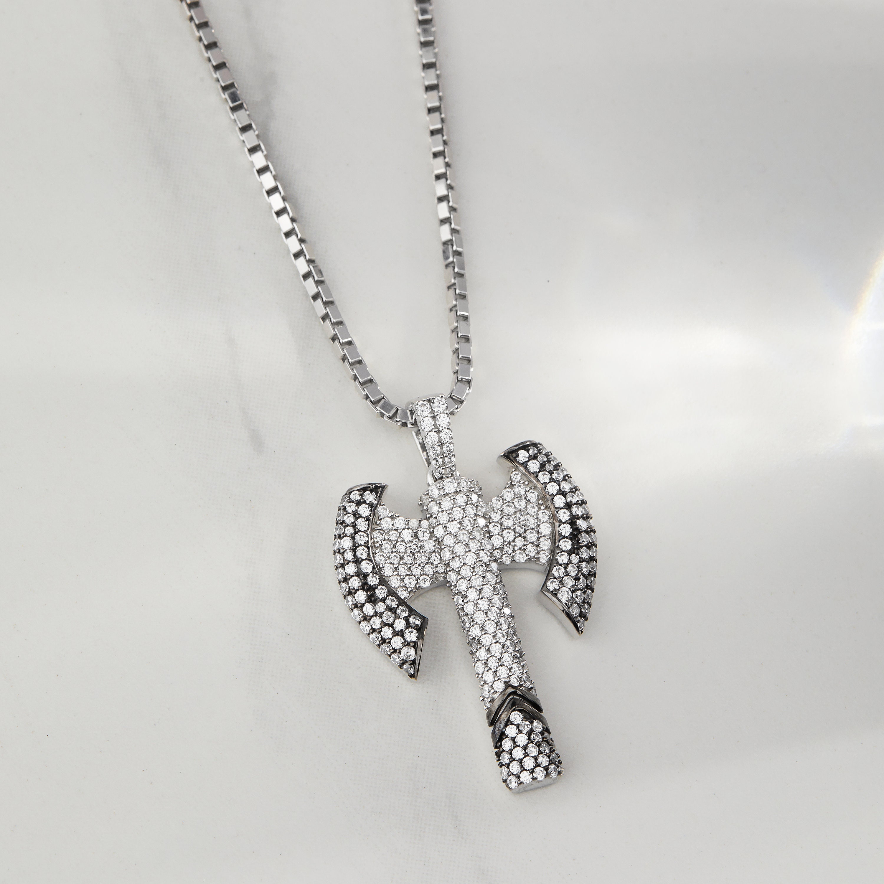 REDSUN Ciondolo a forma di ascia vichinga, in argento sterling 925, con