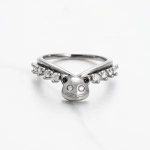 Kattenring schattig katje kitten huisdier sieraden dieren kattenliefhebbers cadeau voor vriendin moeder verjaardagscadeaus tienermeisjes ringen moissaniet zilver roségoud
