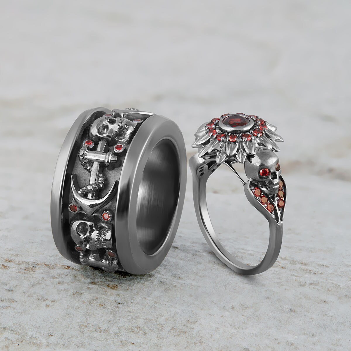FORUBUS Antique Skull Head Ring – Vintage Gothic Statement Ring For Men & Women - View #10