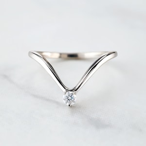 AAA CZ Deep Curved Wedding Band Ring Enhancer Engagement Ring Guard Sterling Silver Rose Gold Promise Ring Anniversary Rings Chevron Knuckle
