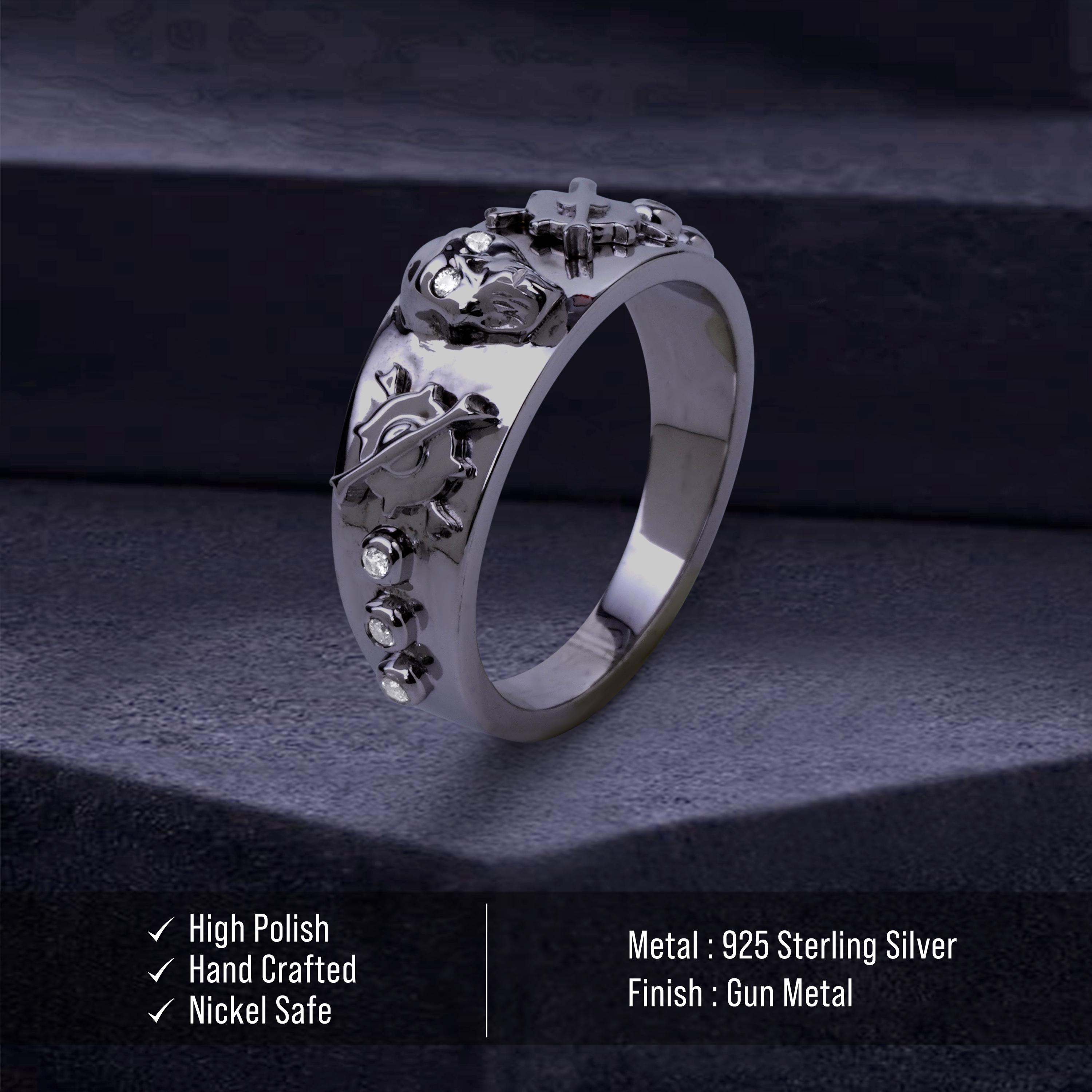 Anello a fascia aperta per uomini e donne, punk gotico, regolabile e estensibile, stile hip hop