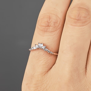 Moissanite Ring Enhancer Marquise Heart Curved Wedding Band Women Engagement Ring Guard Stacking Band Sterling Silver Rose Gold Promise Ring