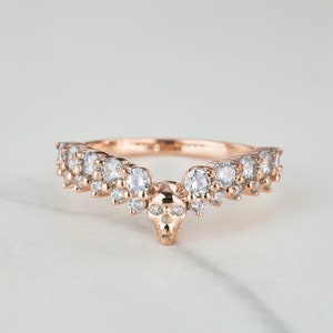 0.75CT AAA CZ Skull Engagement Ring Enhancer, Gothic Wedding Band Women, Unique Enhancer Ring, Anniversary Gift for Her, 925 Sterling Silver