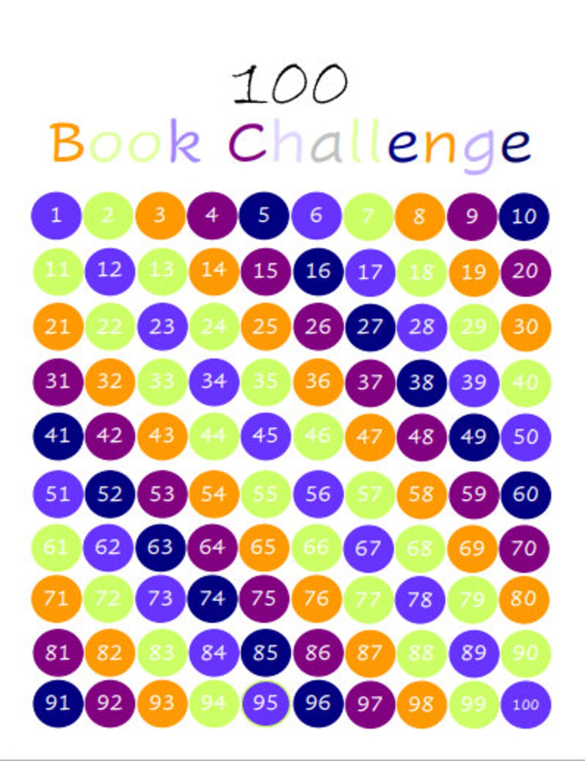 100 Book Reading Challenge Printable Digital Reading Etsy