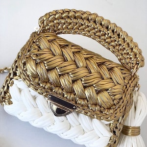 Metallic Tasche / Handgefertigte Luxus Metallic Schultertasche / Häkeln Metallic Tasche