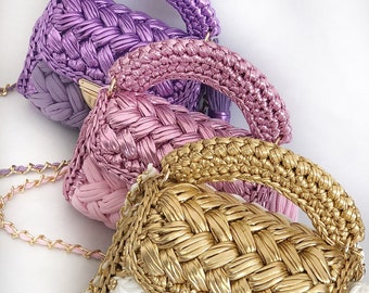 Handmade Crochet Metallic Bag: Capri Luxury Gold Woven Bag