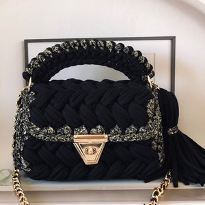 Sac à bandoulière de luxe fait à la main / Sac personnalisé tissé à la main / Sac de designer fait main au crochet