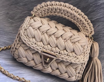 Handmade Crochet Bag /  Luxury Shoulder Bag / Hand Woven Bag / Personalized Crochet Bag / Hand Knit bag