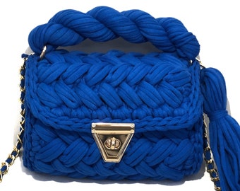 Crochet handmade bag , hand woven luxury bag , designer bag