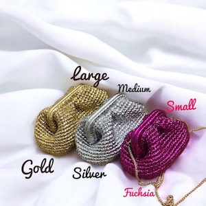 Metallic Leather Raffia Crochet Handbag Clutch, Handmade Pouch Bag, Luxury Evening Clutch Bag