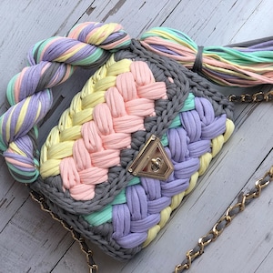 Multi Color Bag/Hand Woven Bag/Designer Bag/Luxury Bag/Crochet Bag/Knitted Bag/Colorful Bag/Shoulder Bag/Women&#39;s Bag