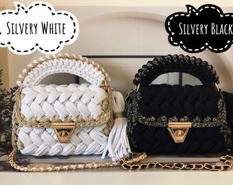 Handmade Crochet Bag/ Luxury Designer Bag/ Personalized Shoulder Bag/ Capri Black Bag