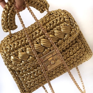 Metallic Bag / Handmade Crochet Metallic Bag / Hand Woven Bag - Etsy
