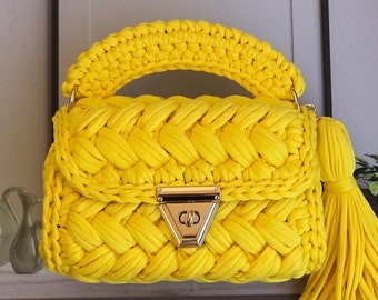 Hand Woven Bag / Crochet Capri Luxury Shoulder Bag / Handmade Personalized Bag / Custom Made Women’s Bag