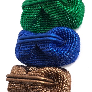 Crochet Metallic Raffia Clutch Bag,Small Medium Large Pouch Bag , Evening Knitted Luxury Clutch Bag image 8