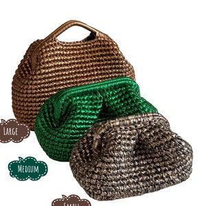 Crochet Metallic Raffia Wedding Clutch Bag,Evening Party Handbag,Luxury Handmade Pouch Bag
