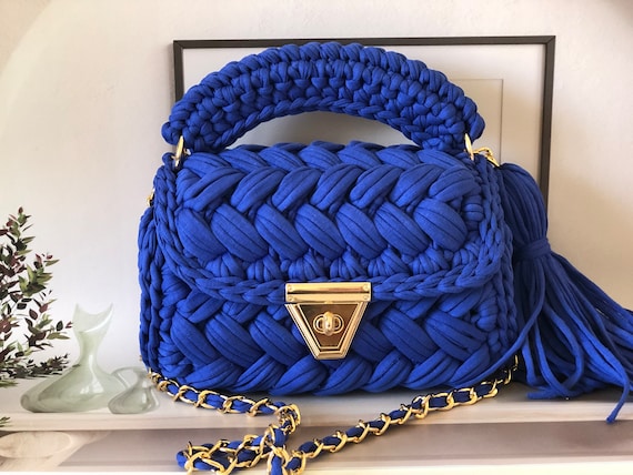 Black Crochet Bag for Women Handwoven Small Purse Handmade 