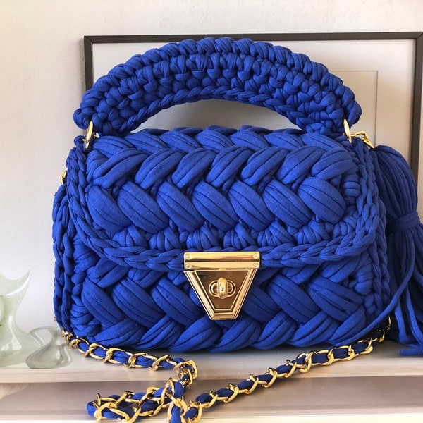 Handmade Bag/Hand Woven Bag/Crochet Bag/Knitted Bag/Black Bag/Designer Bag/Luxury Bag/Shoulder Bag/Women’s Bag