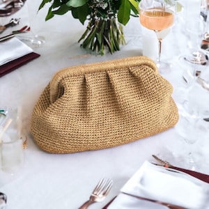 Stroh Sommer handgemachte Clutch Tasche für Frauen, Wicker Pouch Bag