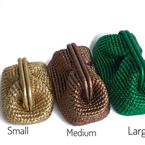 Crochet Metallic Raffia Clutch Bag,Small Medium Large Pouch Bag , Evening Knitted Luxury Clutch Bag image 1