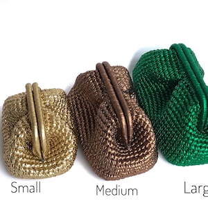 Crochet Metallic Raffia Clutch Bag,Small Medium Large Pouch Bag , Evening Knitted Luxury Clutch Bag image 1