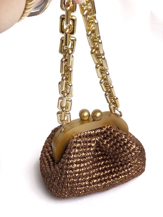 pouch bag with gold chain