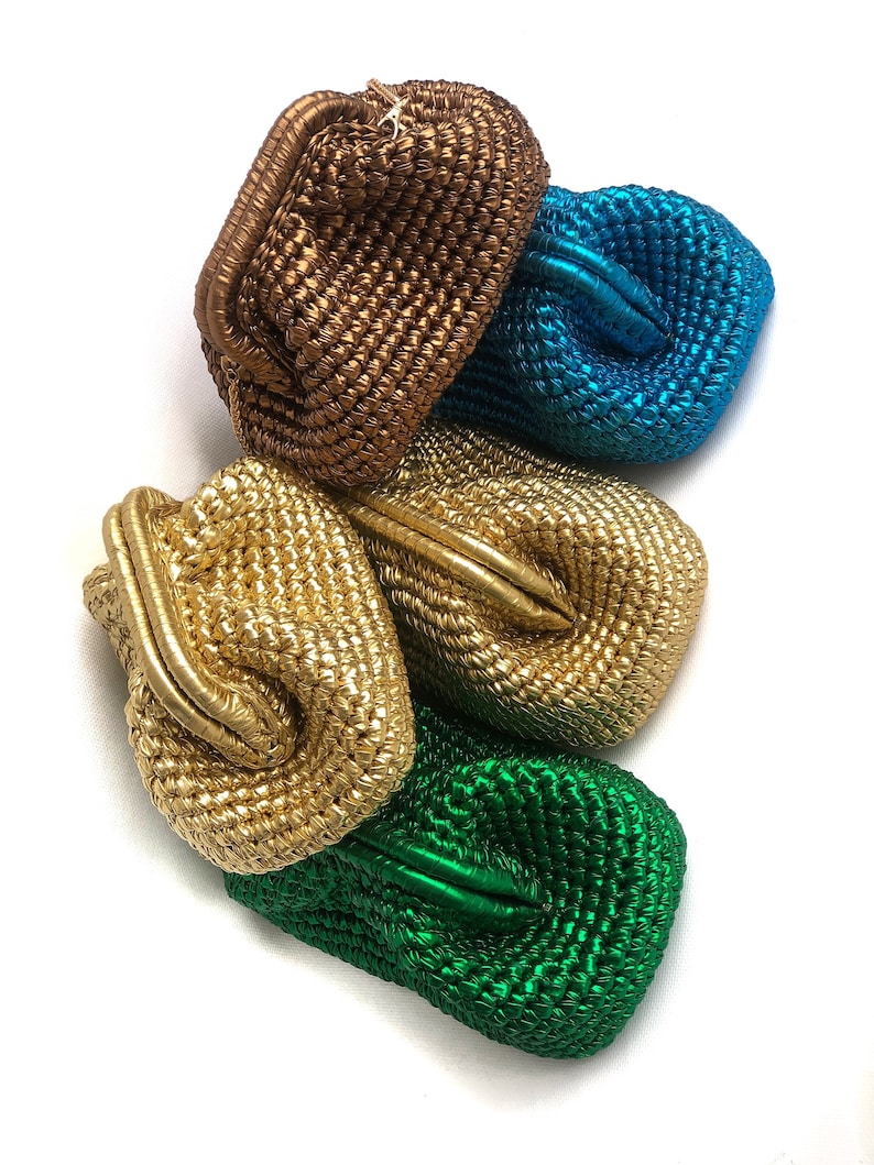 Crochet Metallic Raffia Clutch Bag,Small Medium Large Pouch Bag , Evening Knitted Luxury Clutch Bag image 6